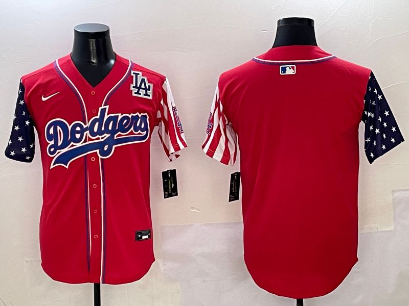 Men Los Angeles Dodgers Blank Red a generation of national flags Joint name 2025 Nike MLB Jersey style 7->los angeles dodgers->MLB Jersey